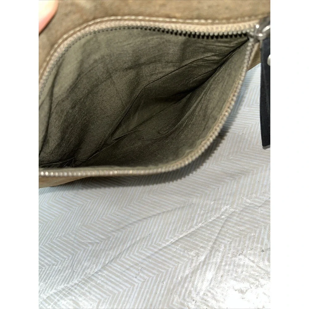 Free People Suede & Canvas Essential Clutch Wristlet Green/Black Trendy Casual